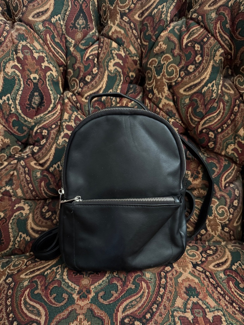 wild fable Black Mini Faux-Leather Backpack